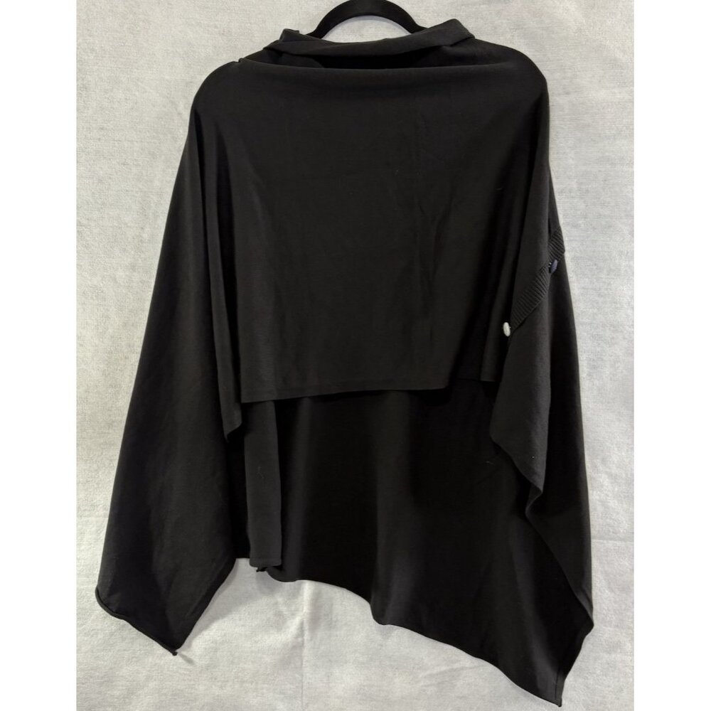NWT ROBERT KITCHEN Women Poncho Sweater Sz L Black Classy Modern Comfy 20-1‎